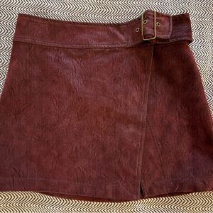 Free People Burgundy “leather” miniskirt